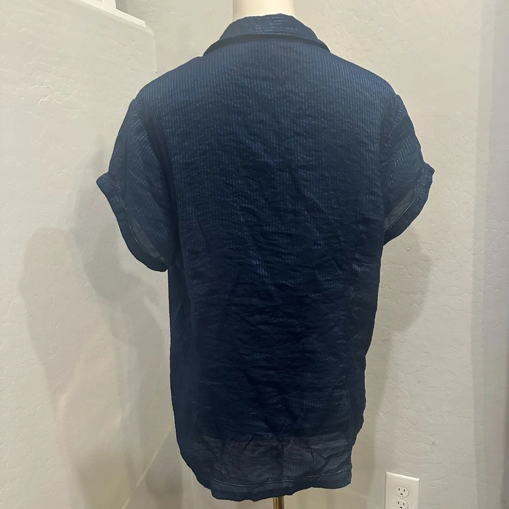 Coldwater Creek Dark Blue Button-Down‎ Shirt - Picture 4 of 5